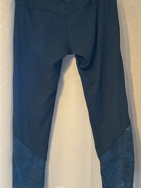 Kids Black Active Leggings with Patterned Hem